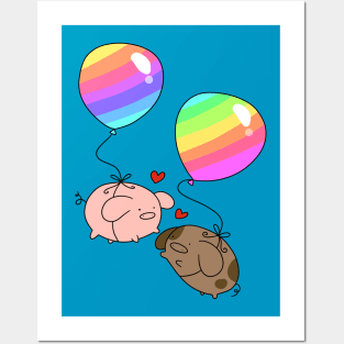 Rainbow Balloon Pigs Posters and Art